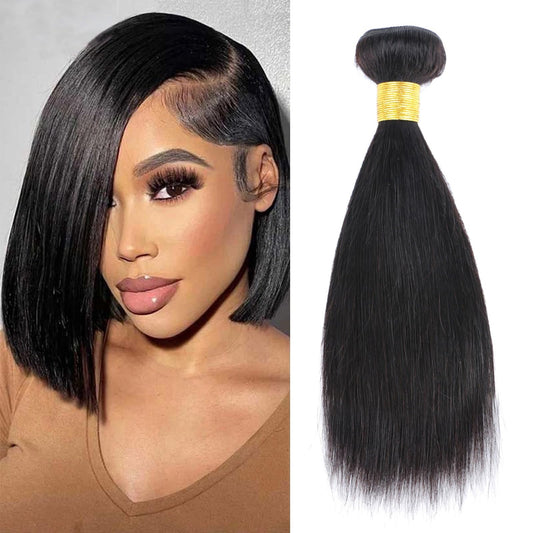 huarisi Brazilian Virgin Hair One Bundles Human Hair 100% Unprocessed Straight Bundles Human Hair 10 Inch Bundles Human Hair Natural Black Color Straight Hair Bundles 100g