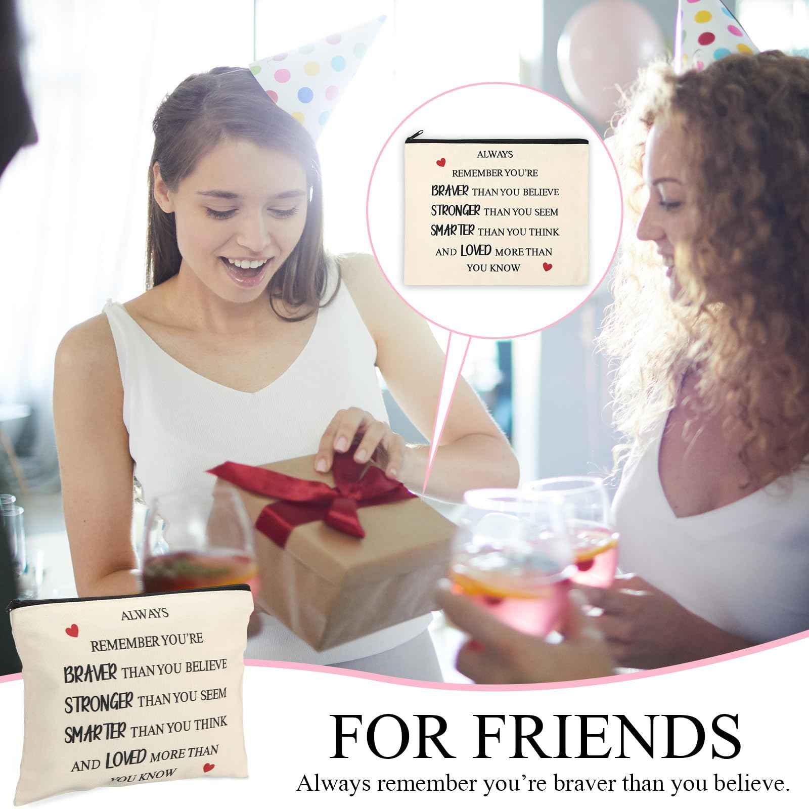 Coume 12 Pieces Thank You Supply Makeup Bag for Women Inspirational Appreciation Gift for Coworker Teacher Nurse Employee Social Worker Volunteer Canvas Cosmetic Bags for Christmas Leaving(Motivation)