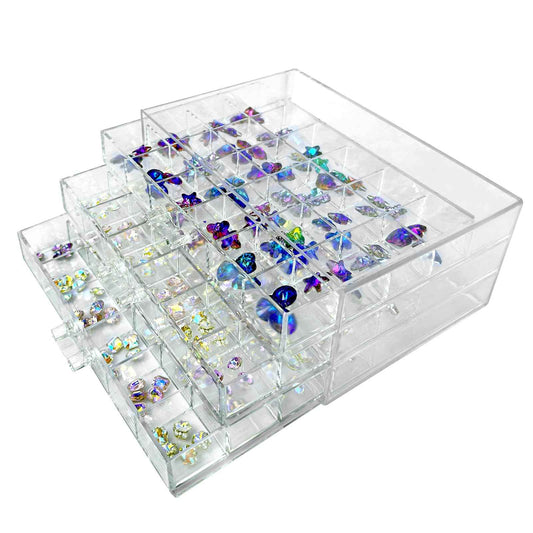 Guolich 3 Tier 72 Lattice Nail Organizers and Storage Clear Acrylic Nail Jewellery Accessories Storage Case Holder Shelves Display Rack Stand for Painted Glue,Brushed Glue,Carving Glue Nail Table