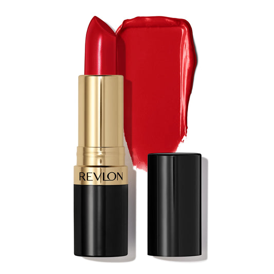 Revlon Lipstick, Super Lustrous Lipstick, Creamy Formula For Soft, Fuller-Looking Lips, Moisturized Feel in Reds & Corals, Super Red (775) 0.15 oz