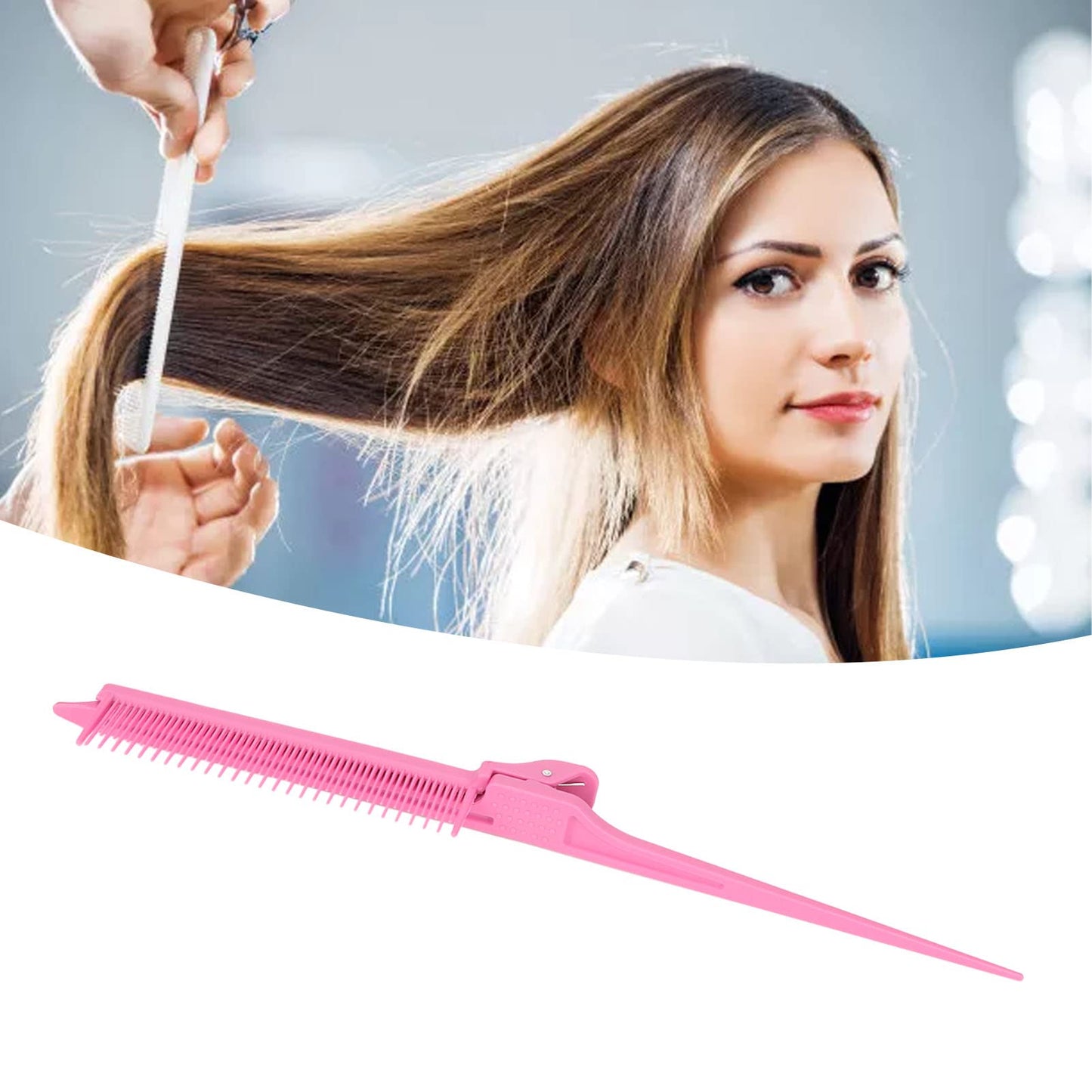 Rat Tail Teasing Clip Comb, Pink Partition Attachment Clip Flat Iron Comb Hair Clip Combs Fine Tooth Comb for Straightening Dyeing