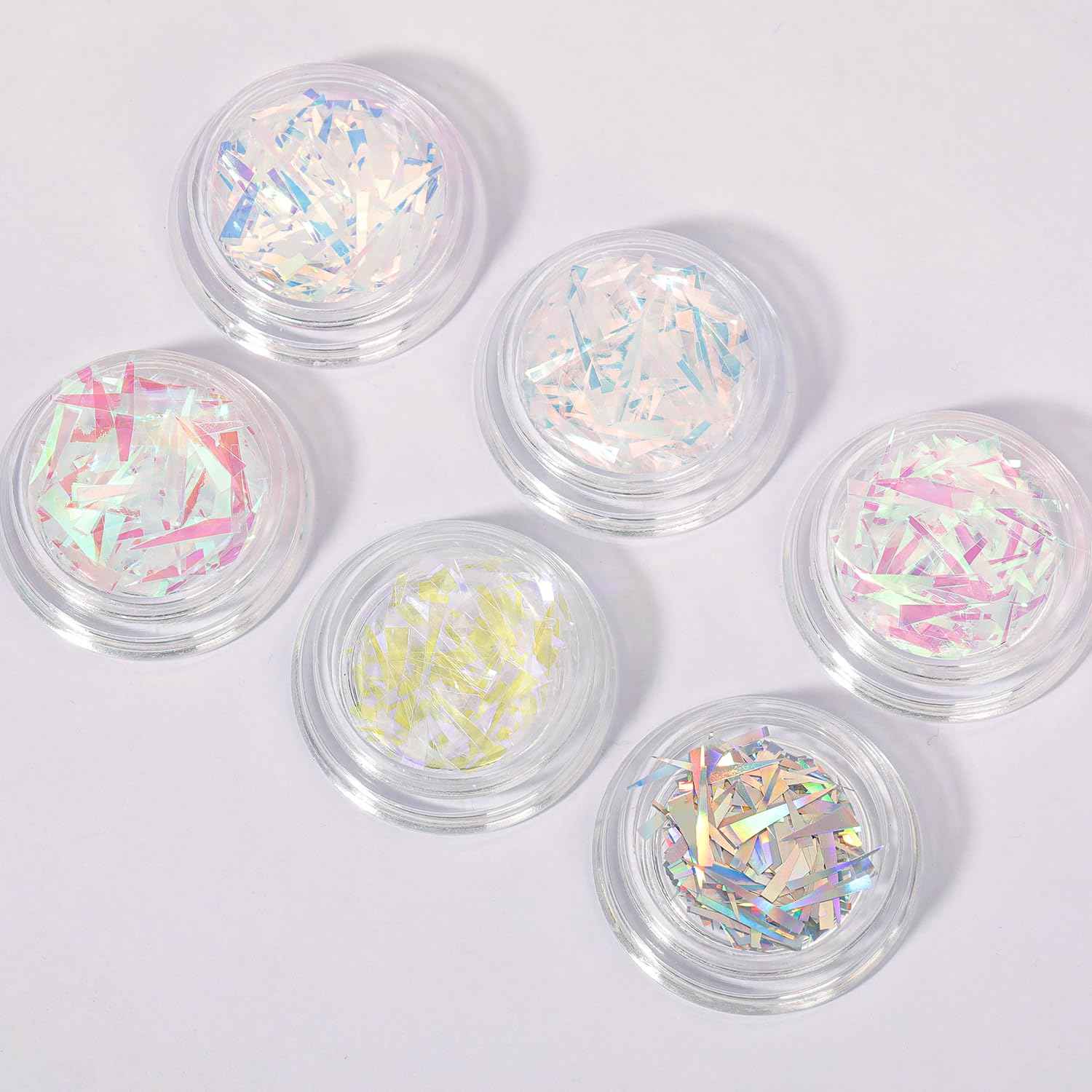 Aurora Nail Foil Stickers Colorful Glass Paper Holographic Transfer Decals Shiny French Art Supplies for Acrylic Nails Manicure Nail Foil Transfer Stickers Set Girls DIY Nail Decals for Nails(6 Box)