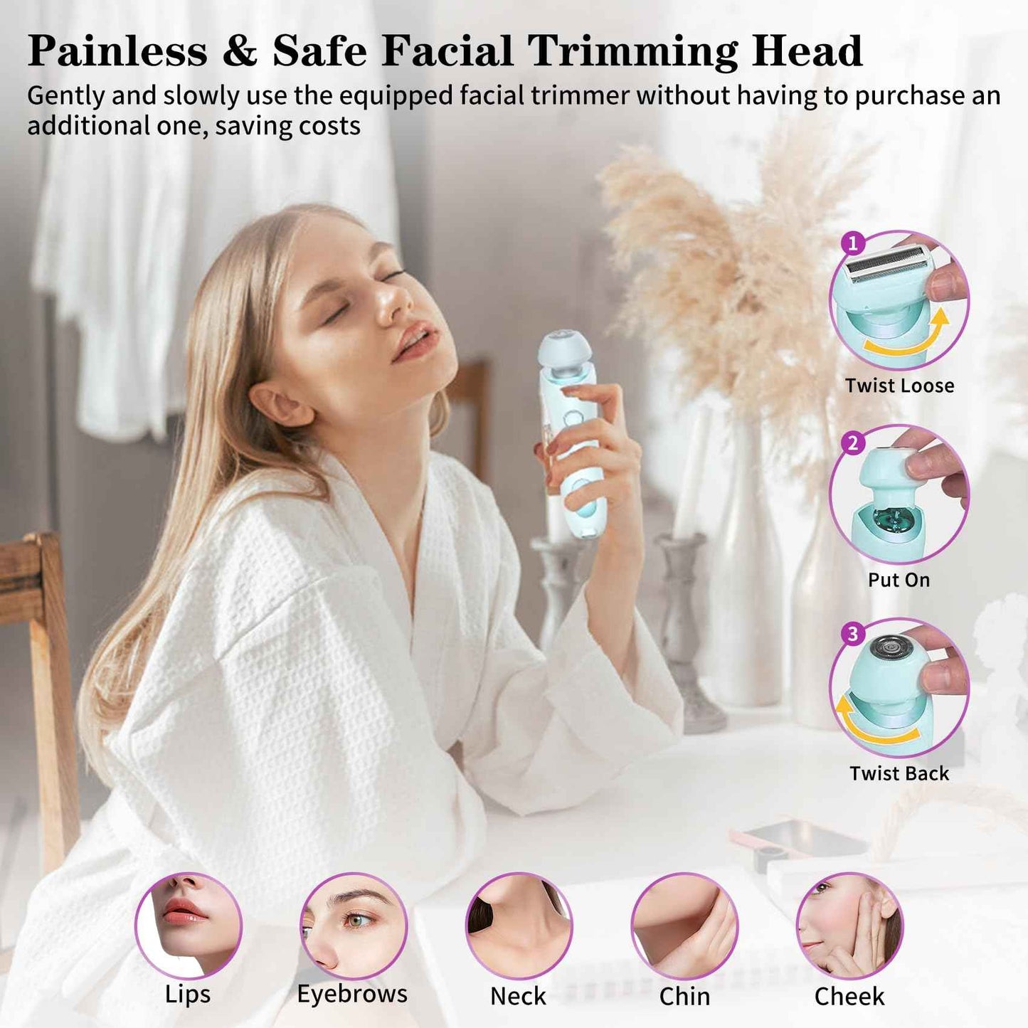 Glide Pro 3.0 Razor for Women, Livora Electric Shaver for Women, Silk Glide Pro Shaver, 2 in 1 Wet & Dry Waterproof Electric Shaver with Removable Head for Leg Arm Underarm Bikini Area (Blue)