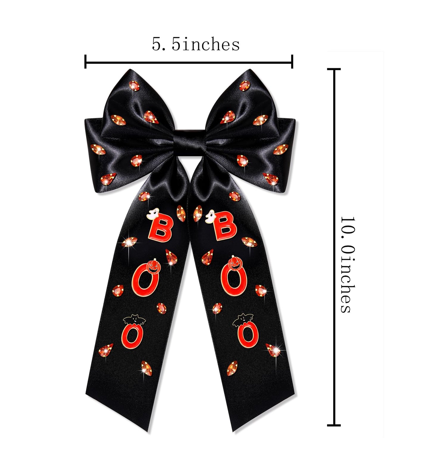 Halloween Hair Clips for Women Orange Black Enamel Rhinestone Spooky BOO Hair Bow Clips Halloween Costume Hair Accessories Gifts