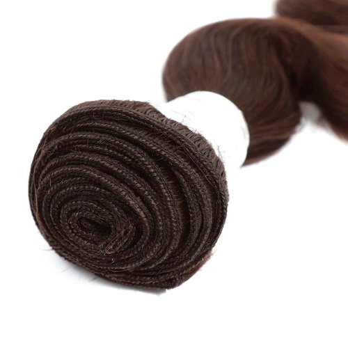 ALHER Color #4 Chocolate Brown Single Bundle Human Hair Body Wave, 12A Dark Brown Human Hair, 100% Unprocessed Brazilian Virgin Remy Hair Soft Thick Single Wavy Bundle Sew In Double Weft 14 IN