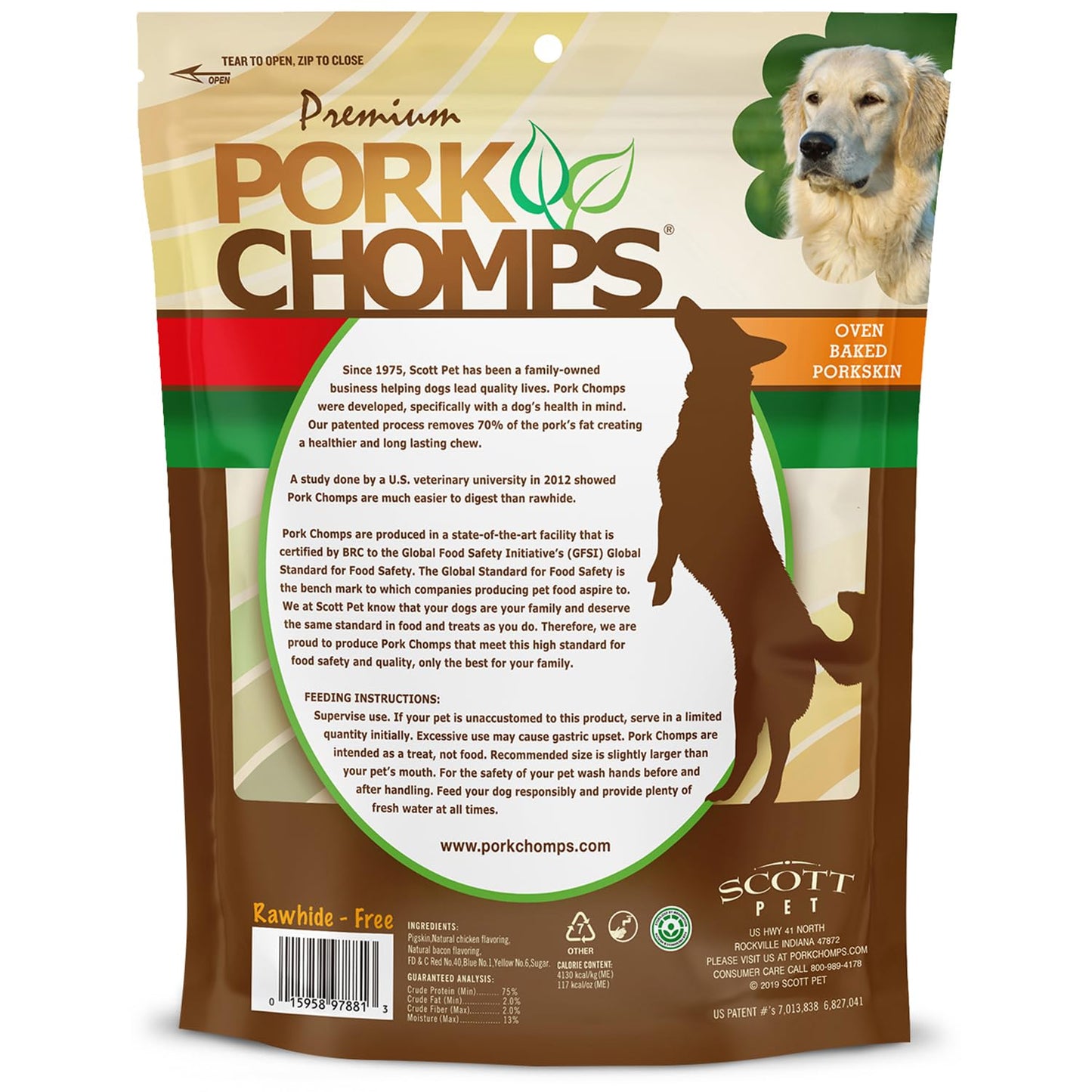 Pork Chomps Baked Pork Skin Dog Chews, 6-inch Twists, Assorted Flavors, 24 Count