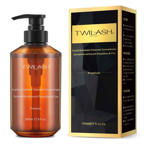 TWILASH BY DLY Premium Lash Cleanser Concentrate Bulk (500ml/17 fl.oz) - High Purity, Hyaluronic Acid, Collagen - 1 Bottle Makes 205oz - DIY Eyelash Extension Cleanser, Safe for Sensitive Eyes