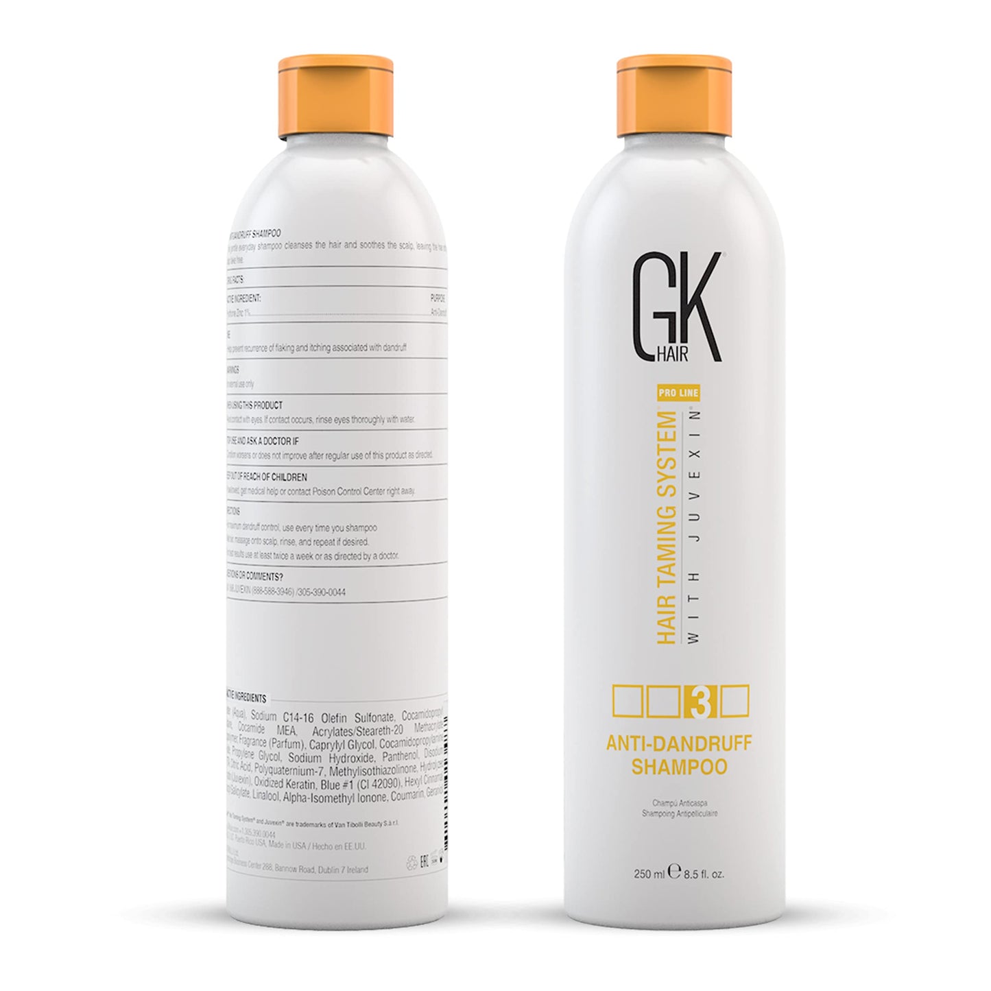 GK HAIR Global Keratin Anti Dandruff Shampoo (8.5 Fl Oz/250ml) - Hair Deep Cleansing and Impurities Remover Anti Residue Sulfate Free Shampoo for Dry Damaged Hair for Men and Women