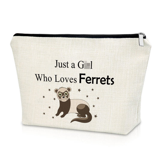 Sazuwu Ferret Lover Gift for Women Makeup Bag Ferret Owner Gift for Friend Animal Lover Gift Cosmetic Bag Ferret Themed Gift Graduation Gifts for Her Birthday Christmas Gift Cosmetic Travel Pouch