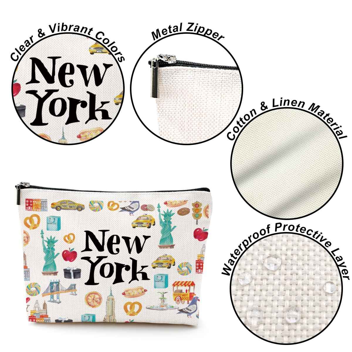 New York Travel Gift Cosmetic Bag New York Souvenir Makeup Bag Girls Trip Gifts Favors City Themed Gifts for Traveler Sister Bestie Friendship Anniversary Birthday Christmas Bachelorette Party Favors