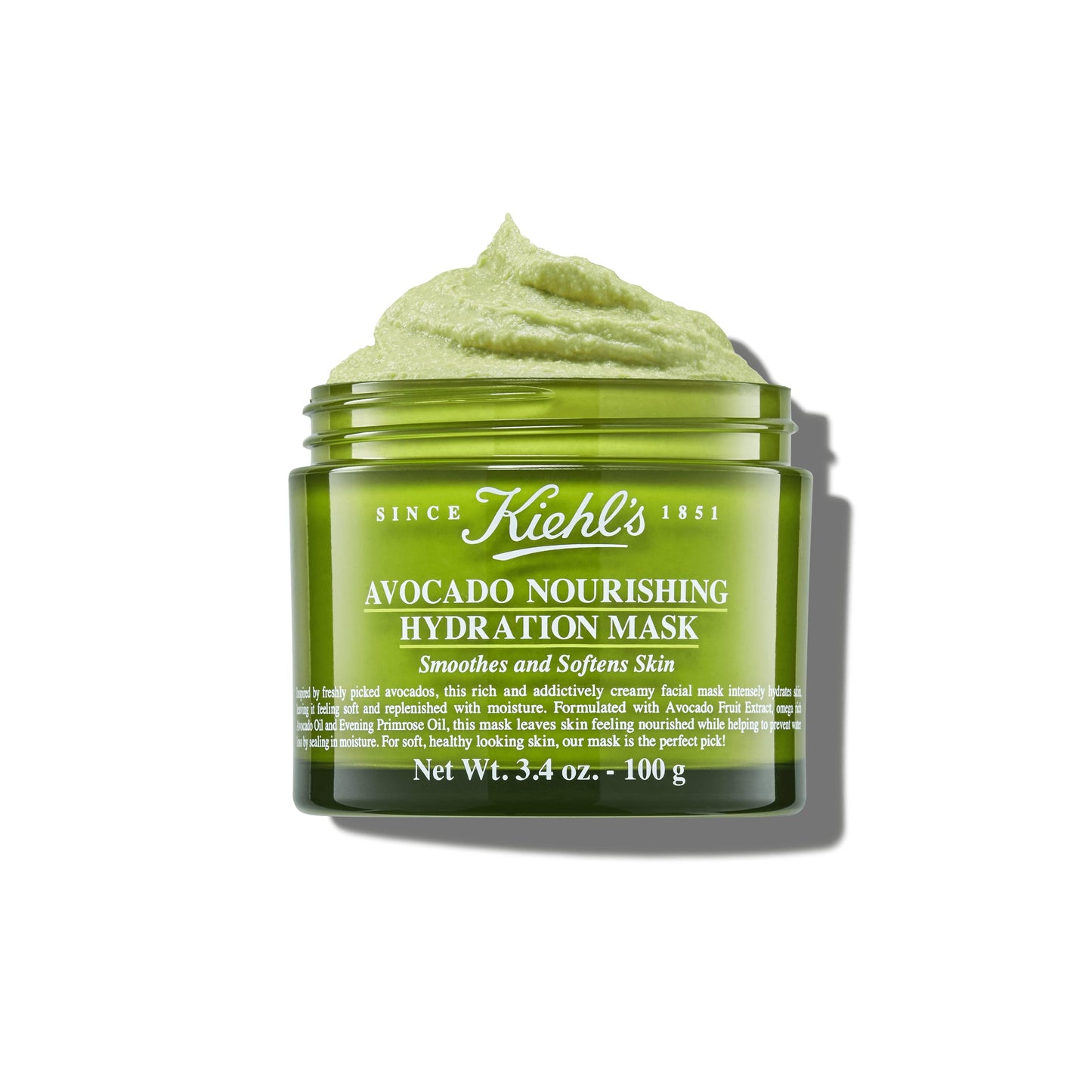 Kiehl's Avocado Nourishing Hydration Mask, Rich & Creamy Face Mask, Hydrates & Soothes Skin, with Evening Primrose Oil, Maintains Facial Elasticity, Helps Reduce Dryness, Paraben-free - 3.4 fl oz