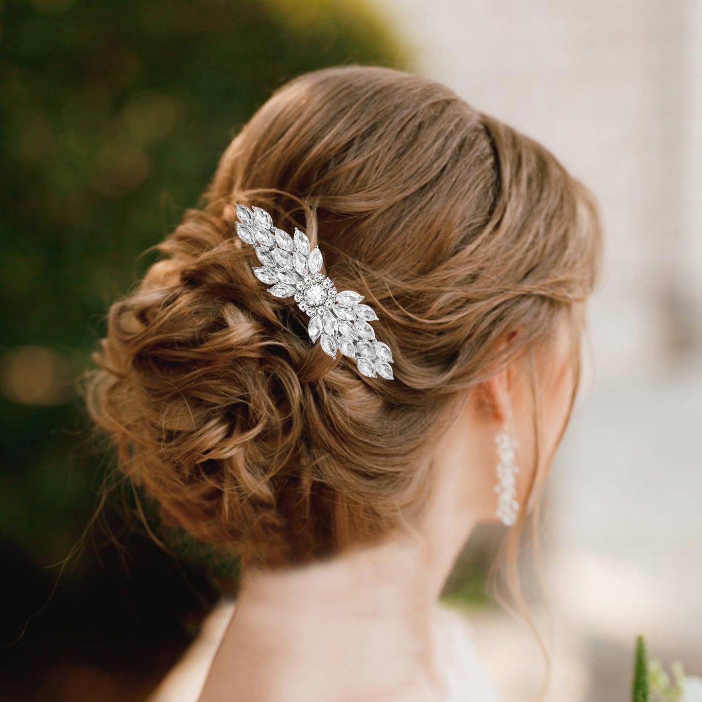 Vintage Austrian Hair Barrettes, Sparkly White Crystal Hair Clips French Design Bridal Rhinestone Hair Pins, Elegant Ponytail Holder, Hairgrip Hair Headwear Accessories for Women Girls