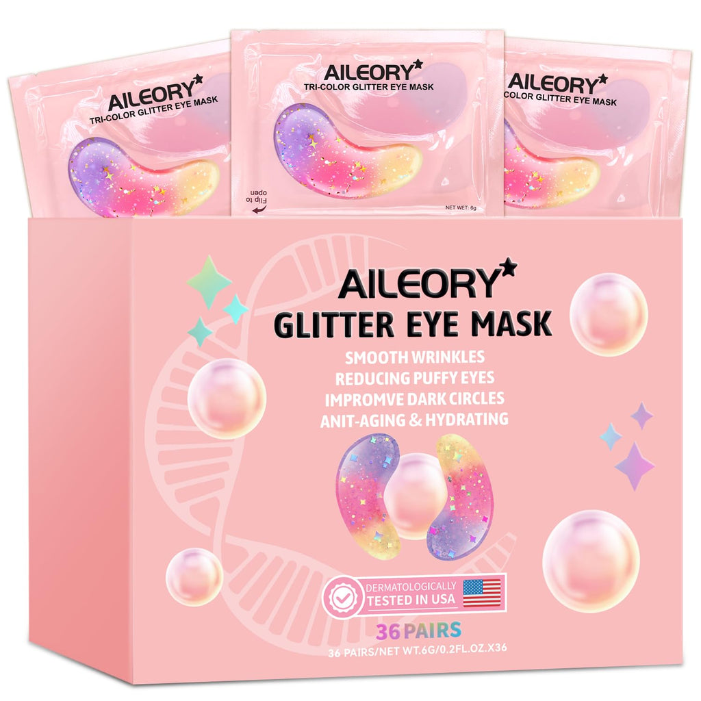 Under Eye Patches (24 Pairs) - New Tri-color Glitter Eye Gel Pads for Dark Circles Puffy Eyes,Under eye Bags,Wrinkles|Natural Collagen Under Eye Mask Patches, Gel Under Eye Patches