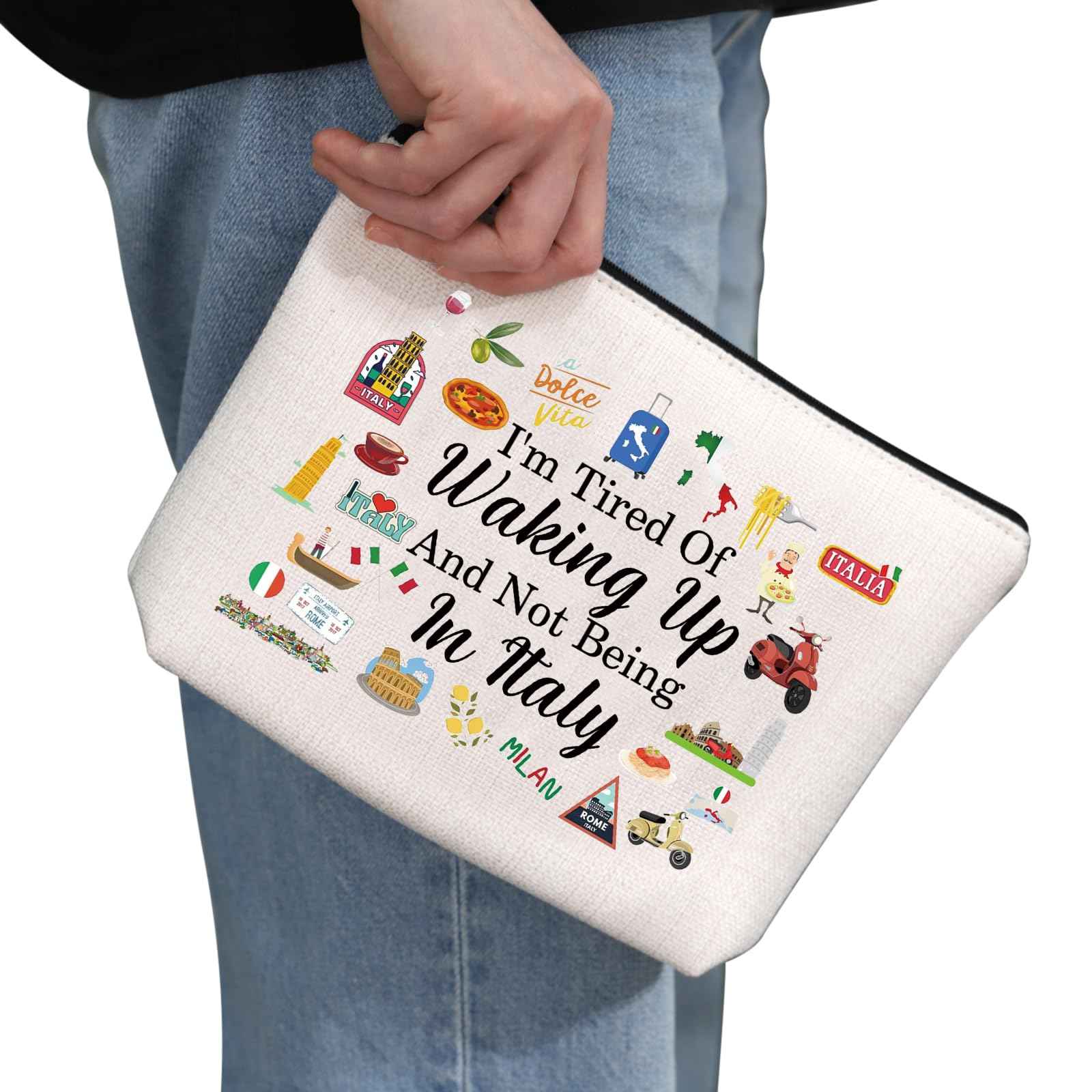 G2TUP Italy Travel Gift I'm Tired Of Waking Up And Not Being In Italy Makeup Bag Italian Cosmetic Bag Italy Lover Gift (Not Being In Italy MB)