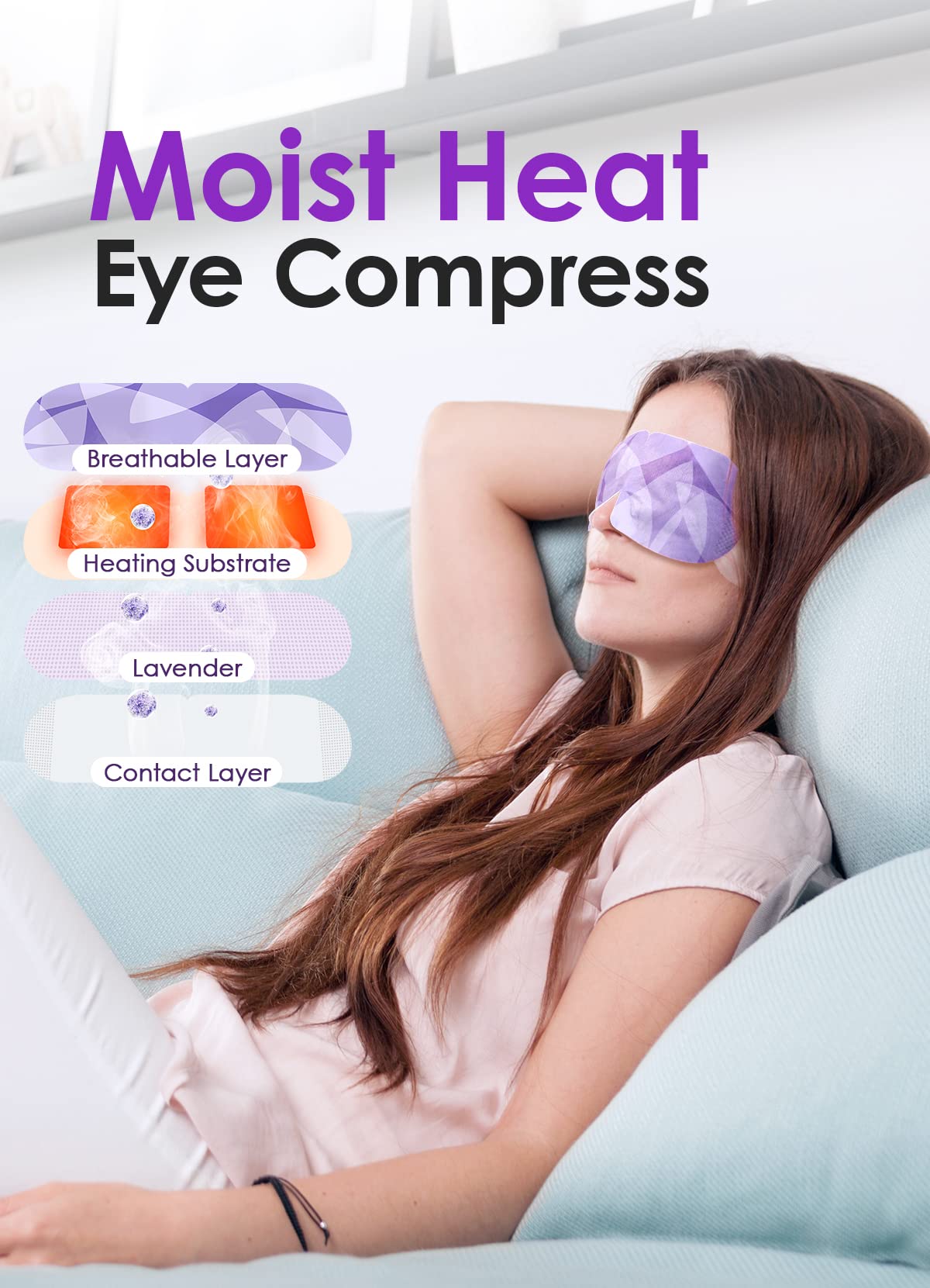 BeMyLady 30 PACK Steam Eye Mask for Dry Eyes, Eye Mask Warm Compress 45Mins, Moist Heated Eye Masks for Dark Circles Puffiness Eye Bag, Travel Portable Business Office