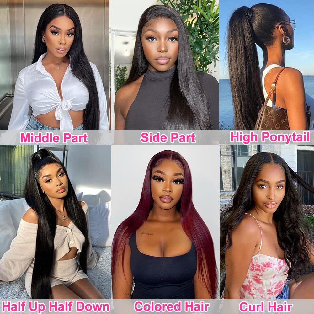 CUTE BEIN 210% Density 13x6 30 Inch HD Lace Front Wigs Human Hair Pre Plucked Glueless Straight Human Hair Wigs for Black Women Brazilian Lace Frontal Wigs with Baby Hair Free Part