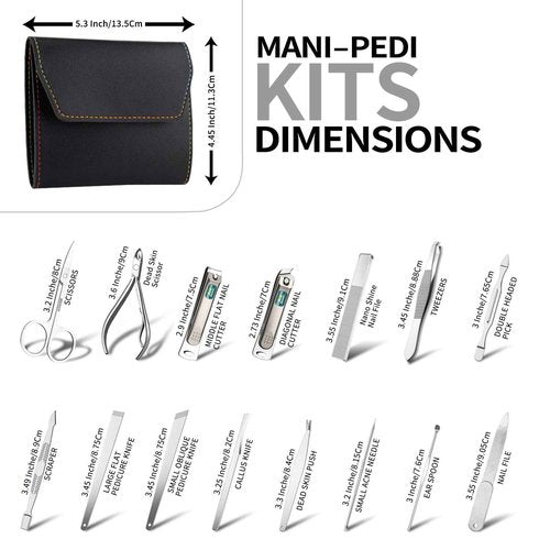 AUSBANNER Germany Professional Nail Clipper Set Fingernail and Toenail Clippers, Manicure and Pedicure Set - 15 Piece Stainless Steel Grooming Set, Nail Care Tools with Deluxe Travel Case