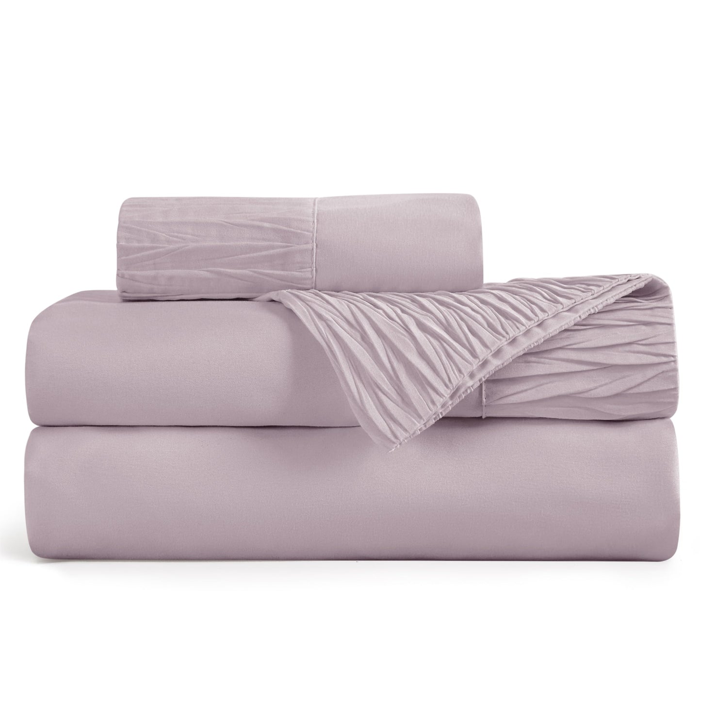 Bedsure Twin Sheets Set - Soft Twin Bed Sheets, 3 Pieces Hotel Luxury Pink Mocha Sheets Twin, Easy Care Polyester Microfiber Cooling Bed Sheet Set