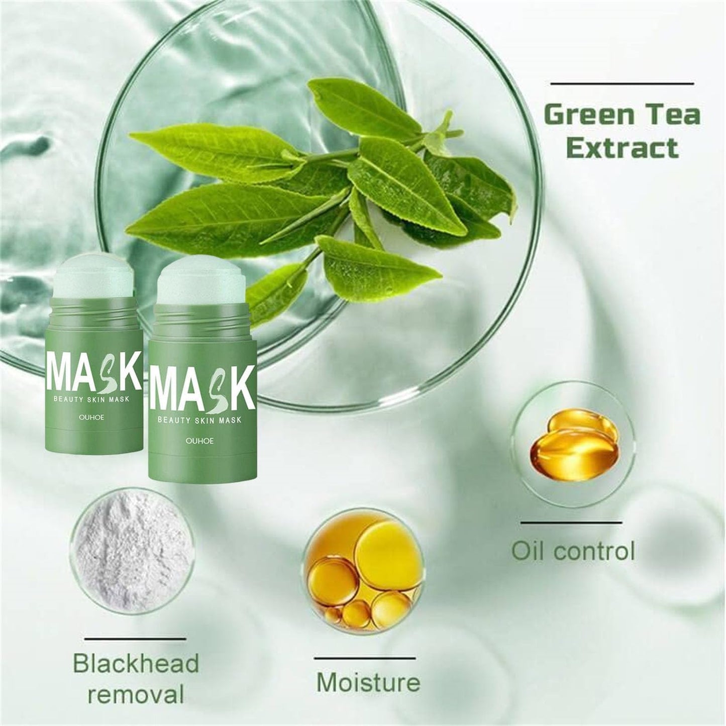 Generic 2pcs-green tea deep cleanse mask stick,2024 new green tea deep cleanse mask,green tea mask stick,green mask stick,green tea mask,green tea mask stick blackhead remover,elisenfy green tea mask