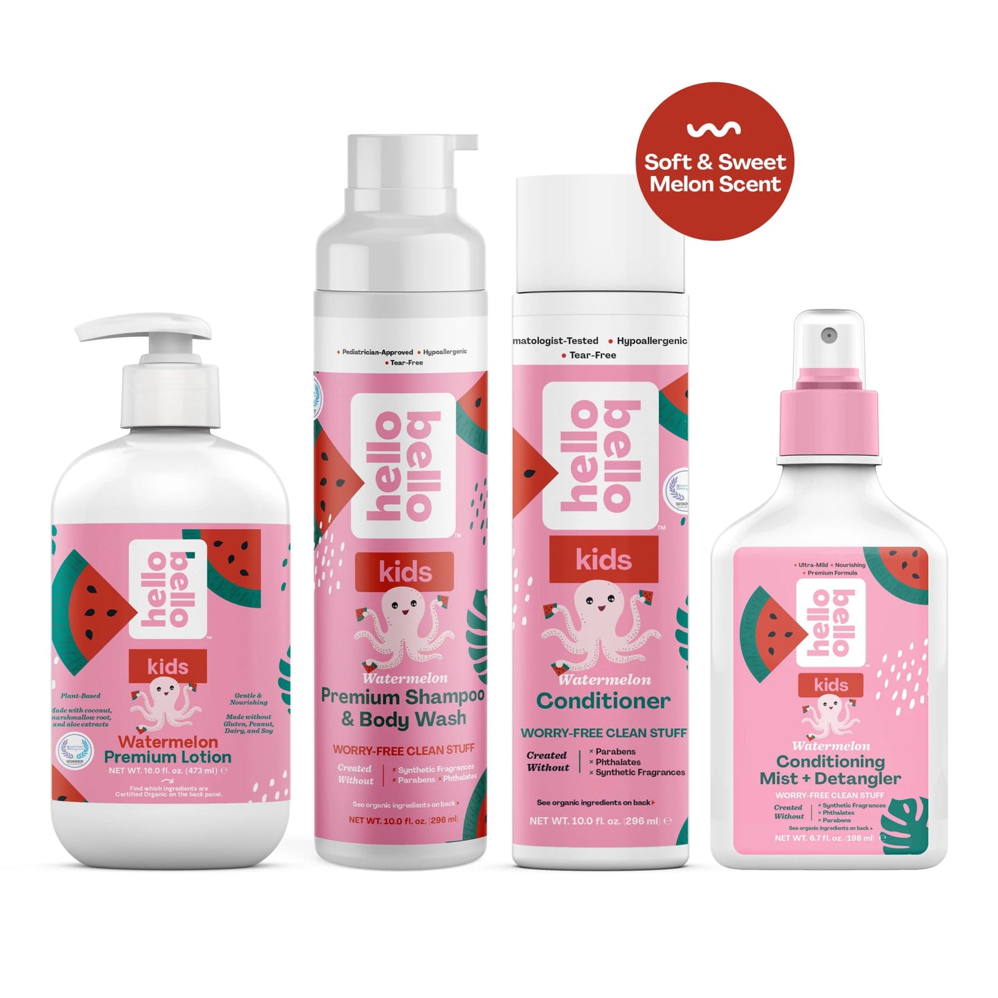 Hello Bello Kid’s Conditioner - Hypoallergenic, pH-Balanced & Dermatologist-Tested - Thoughtful Ingredients - Watermelon, 10 Fl Oz (1 Pack)