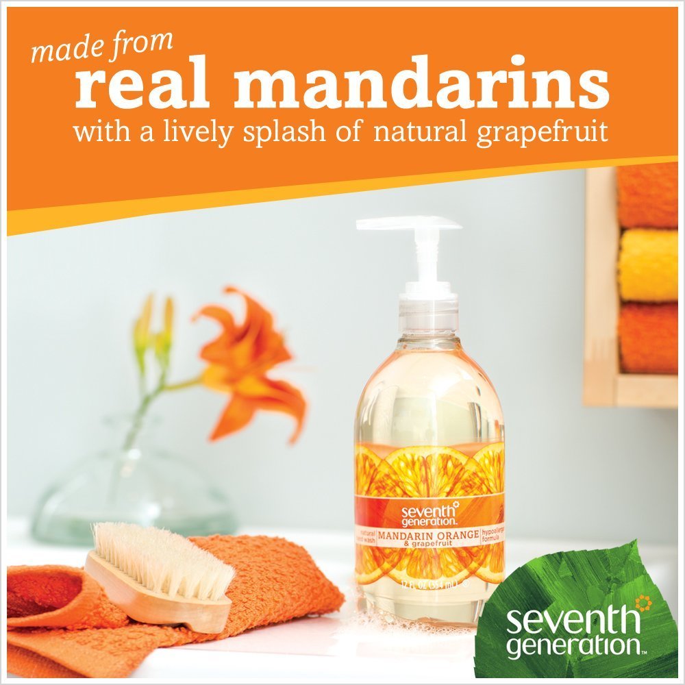 Seventh Generation Hand Wash, Mandarin Orange and Grapefruit, 12 Ounce (Pack of 6)