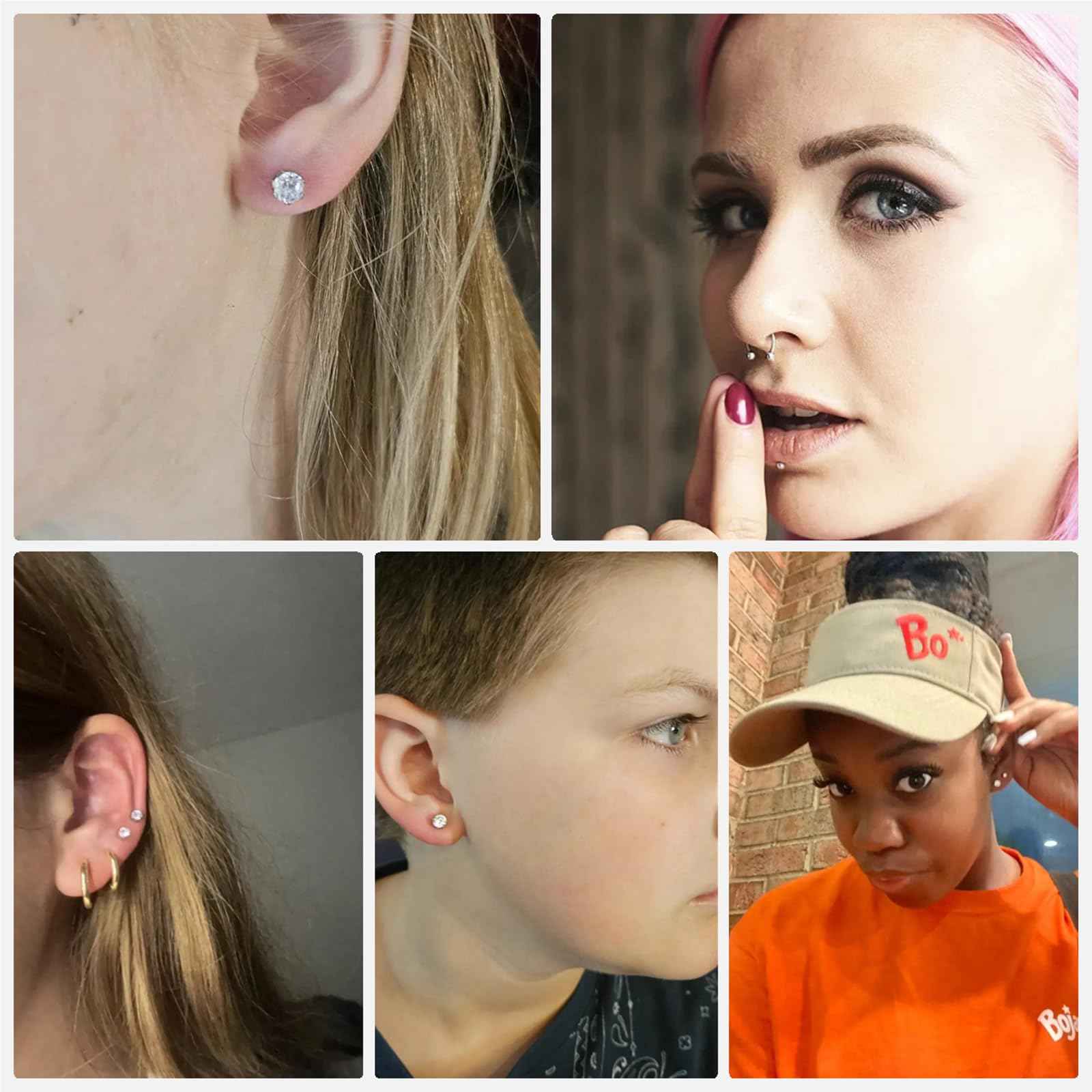 Orglace 38 Pcs Ear Piercing Kit, Disposable Ear Piercing Gun with Cubic Zirconia Stud,Self Ear Piercer Kit Tool at Home (253# White)