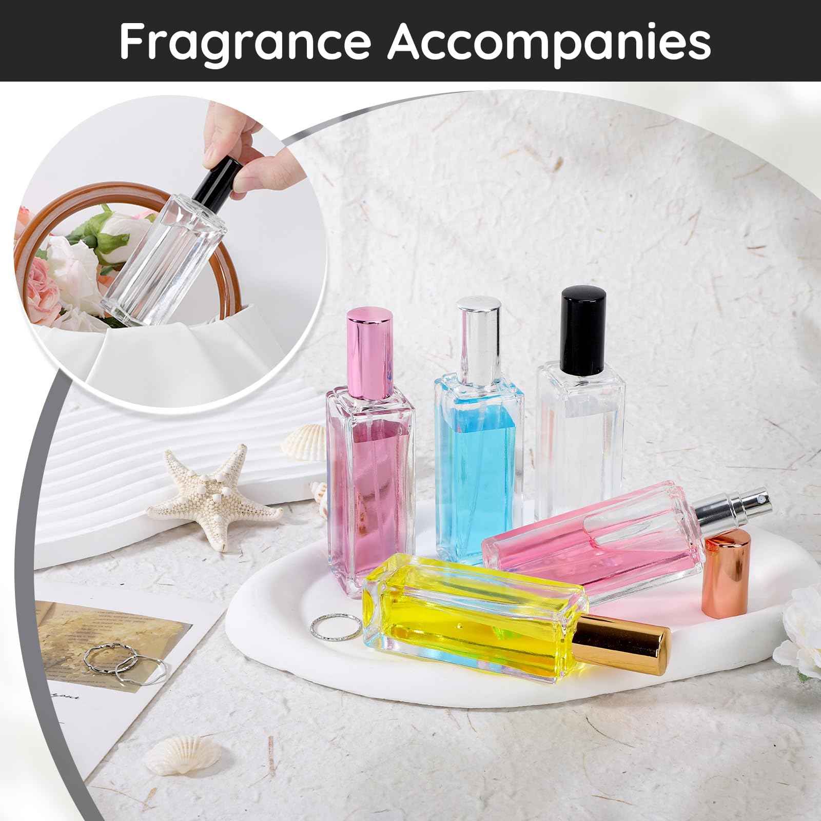 Segbeauty 20pcs 1oz Refillable Glass Perfume Spray Bottle, Empty Travel Cologne Sprayer, 30ml Travel Atomizer Sprayer for Perfume Glass Spray Bottles, Bulk Fragrance Atomizer with Dispensing Tool