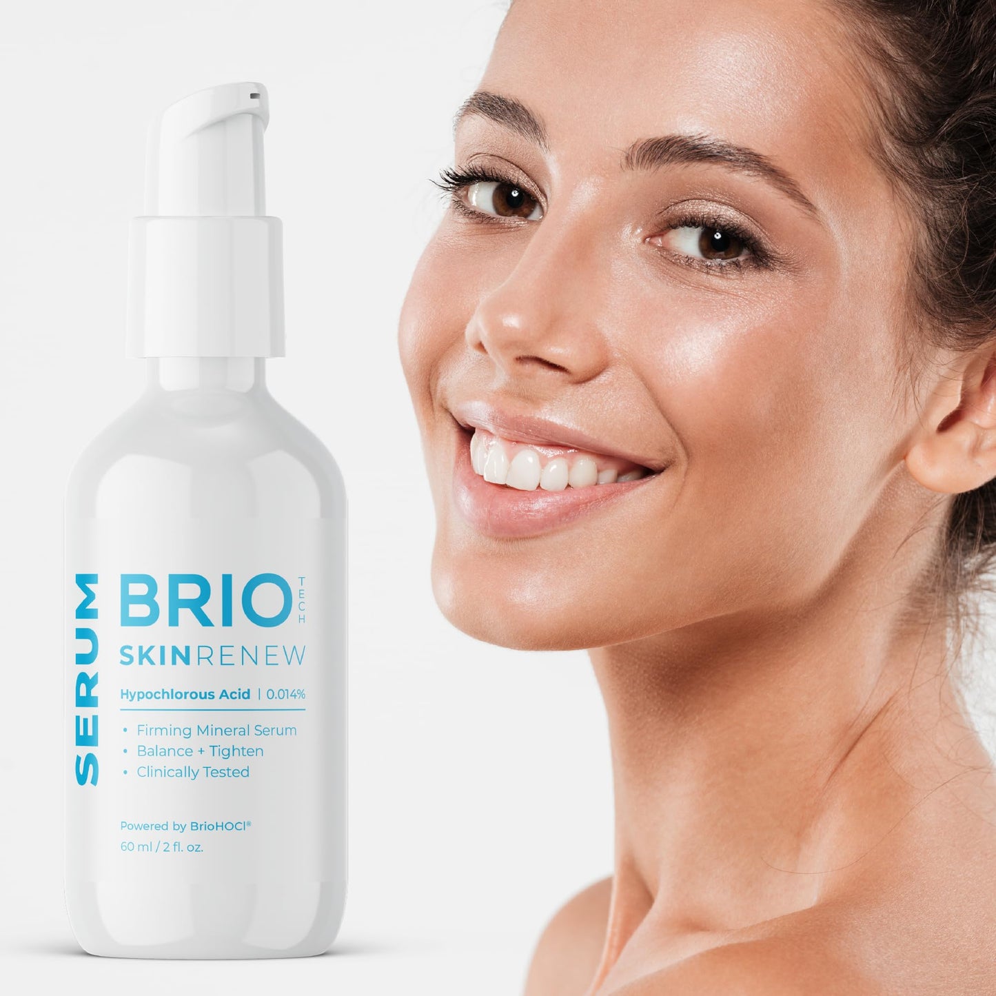 BRIOTECH Skin Serum, Hypochlorous Acid Mineral Serum, Soften Fine Lines, Smooth Face Neck Chest, Spot Corrector, Soothe Dry Red Skin, 2 fl oz ea, 2 ct