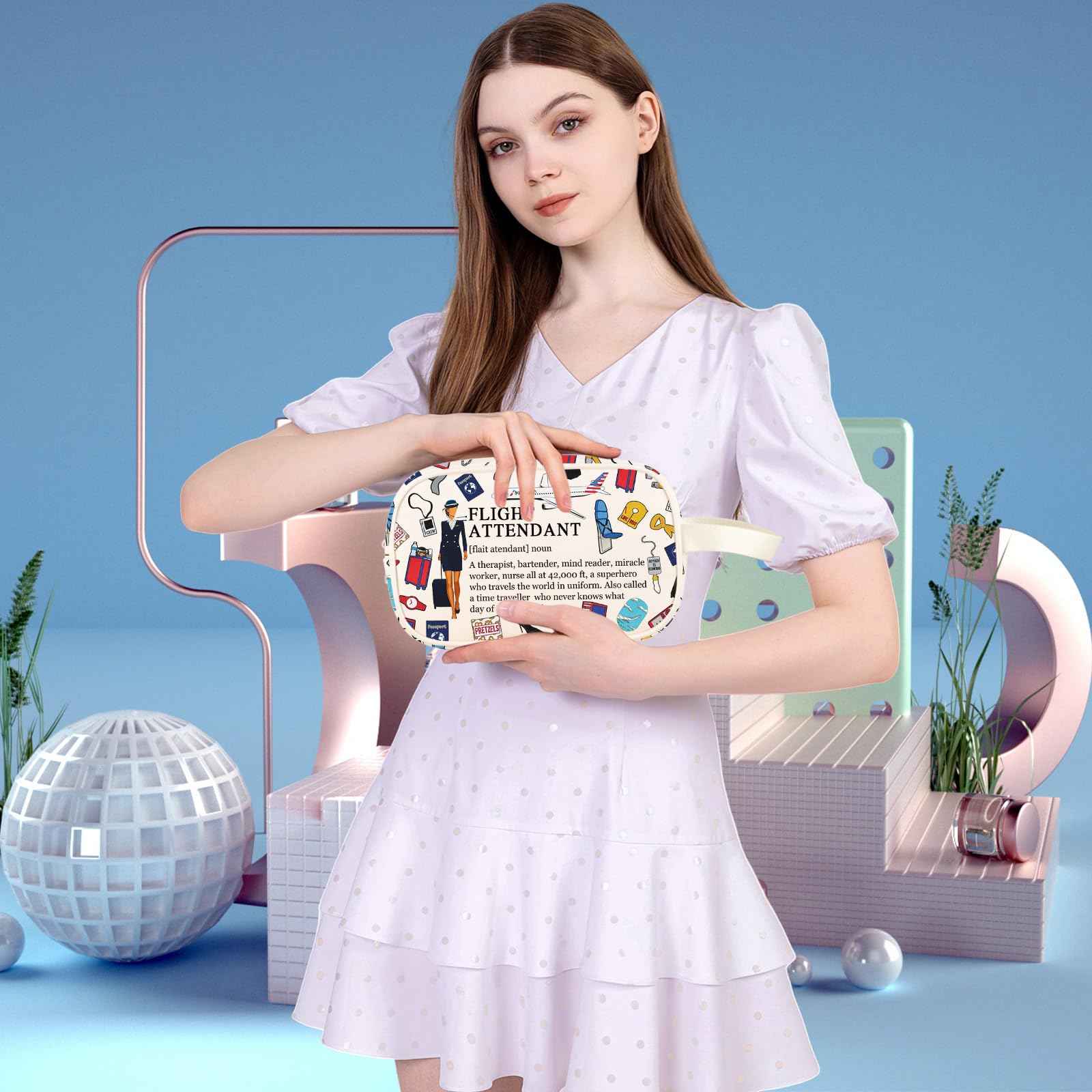 MEIKIUP Flight Attendant Gifts Air Stewardess Cosmetic Travel Bag Stewardess Aviation Makeup Pouch (Flight Attendant TMG)