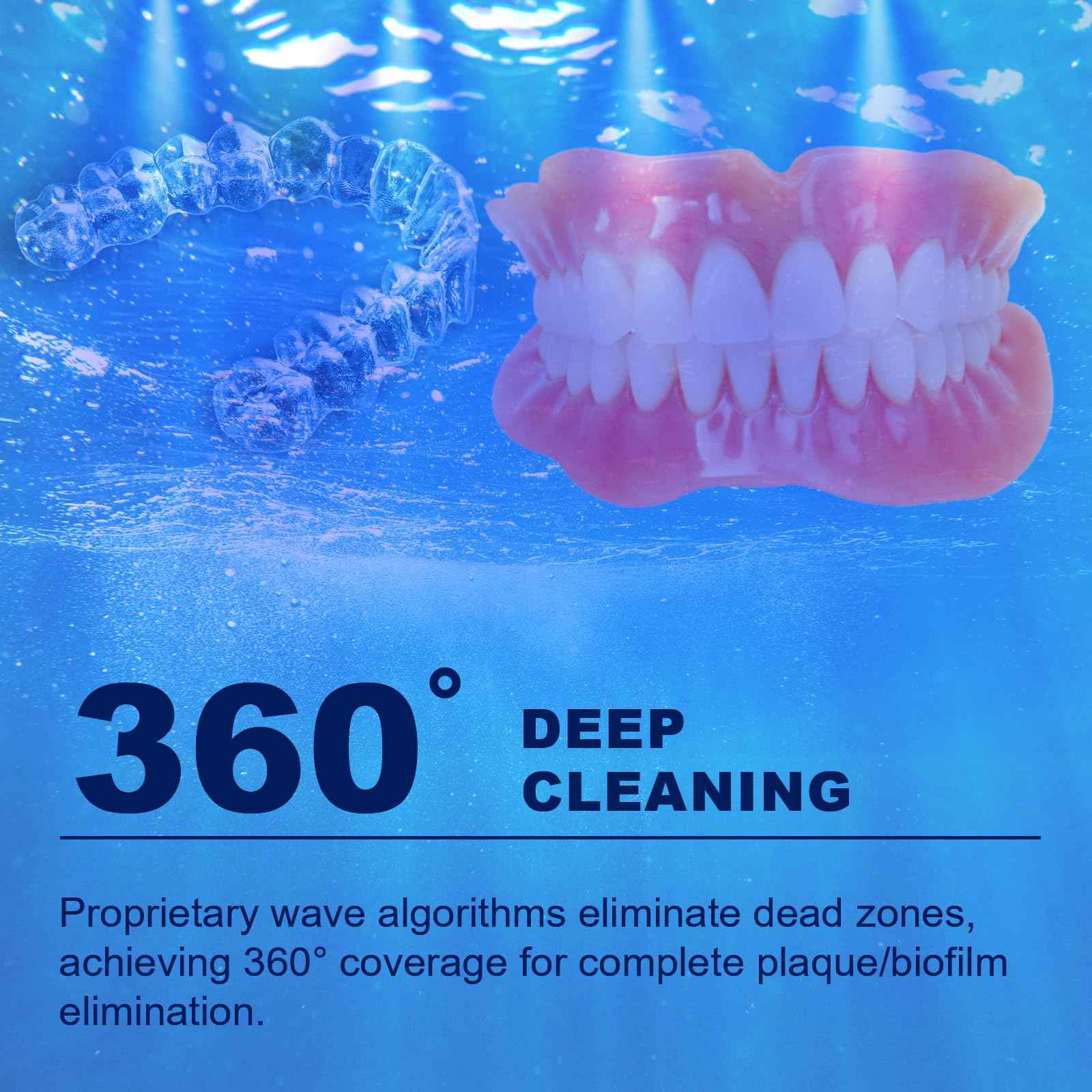 Ultrasonic Retainer Cleaner, Retainer Cleaner Machine, Dental Cleaning Pod for Dentures, Mouth Guard, Aligner, Night Guard, Ultra Sonic Cleaner for All Dental Appliances (White)