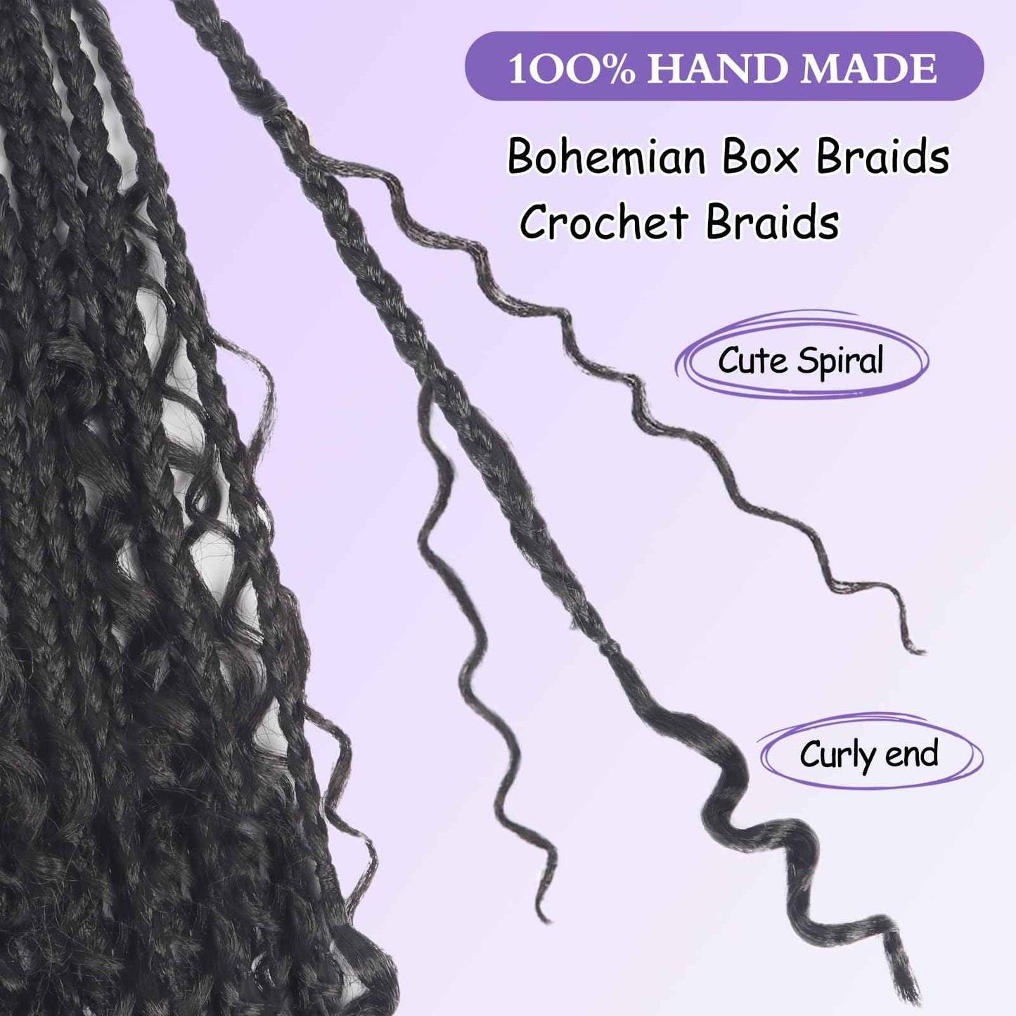 Mebeli Goddess Bohemian box braids Crochet Hair,14inch Pre Looped Boho Box Braid Crochet Hair with curly Ends,8pcs Boho Crochet Braids Synthetic Hair Extensions for Black Women(14inch,#1B)