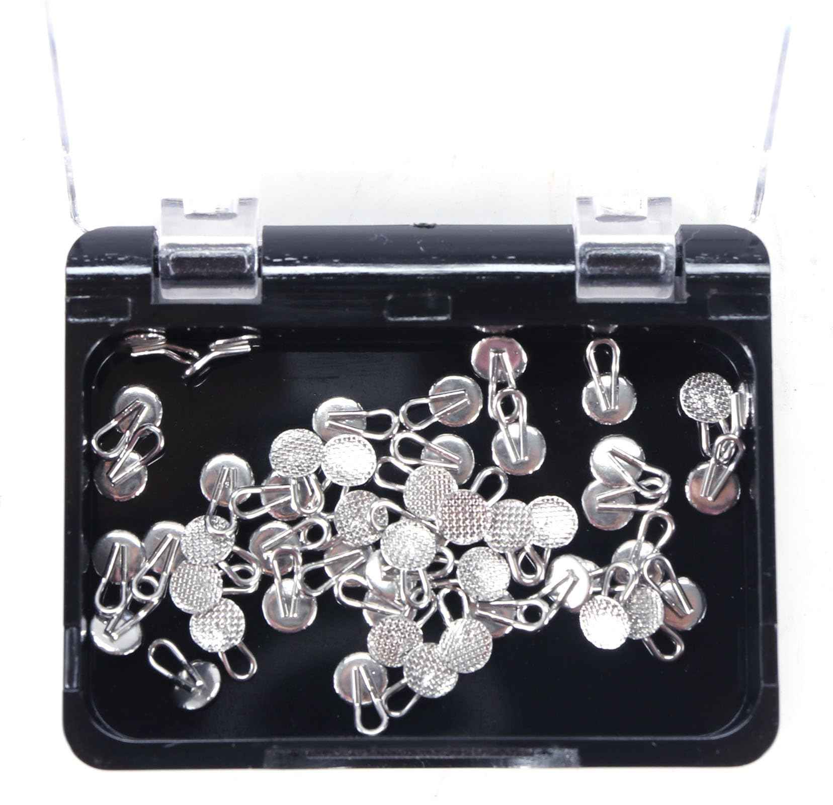 50Pcs/Box Dental Orthodontic Lingual Button Braces Bondable Lingual Buttons With Traction Hooks, Mesh Base (Traction Hook Round)