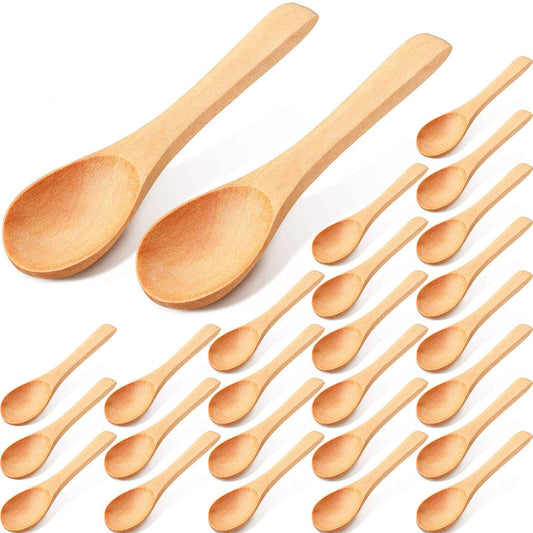 36 Pieces Small Wooden Spoons Wooden Makeup Spatulas Cosmetic Spoons Mini Nature Beauty Scoop for Women Girls Mixing Makeup, Facial Cosmetic, Skin Care