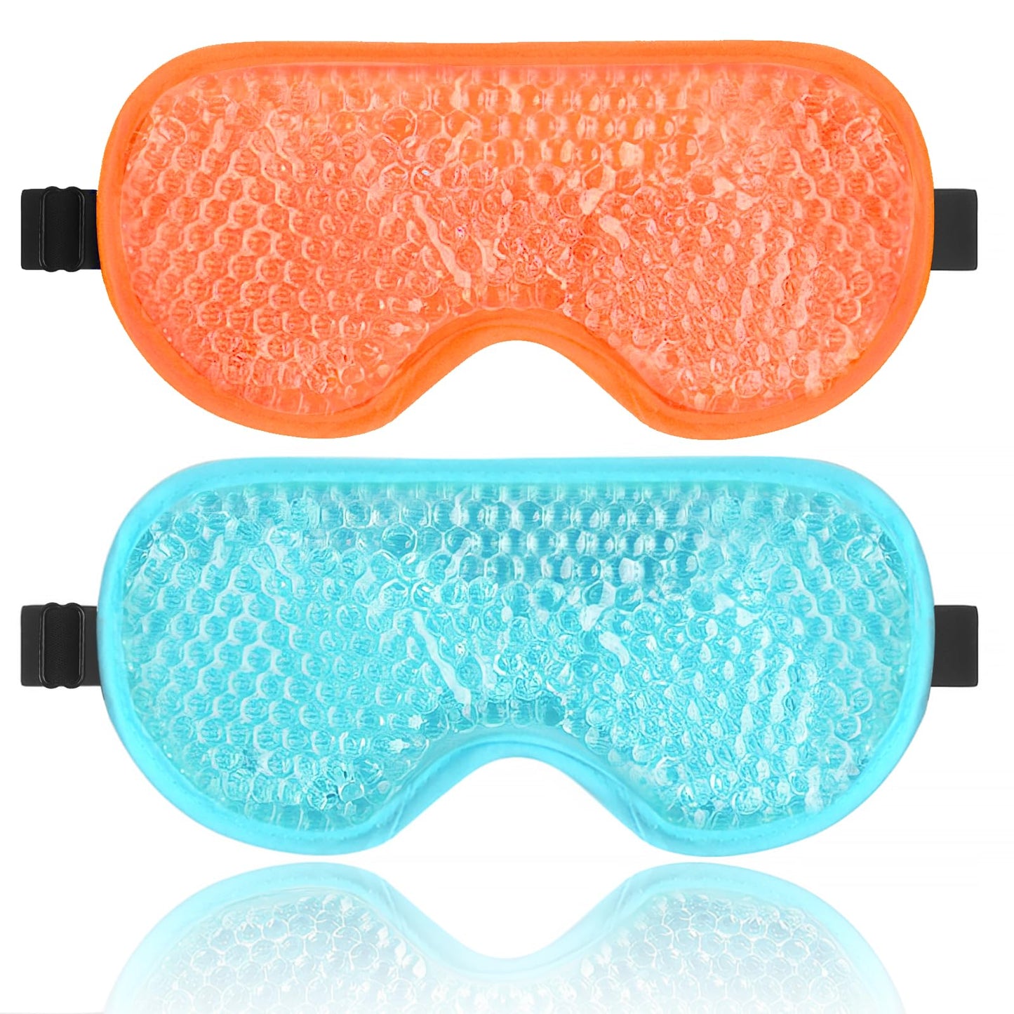 BeeVines Gel Eye Mask, 2 Pack Cooling Ice Masks for Puffy Eyes for Men & Women, Cold & Warm Compress for Post Surgery, Puffiness, Allergies Treatment(Blue & Orange)