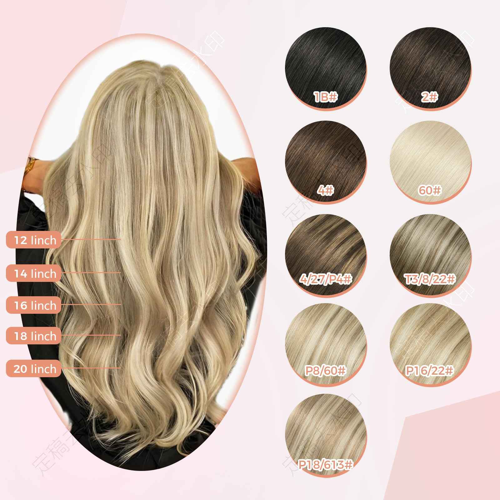 MEI YUAN LIN Clip In Hair Extensions 14 Inch 5pcs 80g Light Blonde Highlighted Golden Blonde Real Human Hair Extensions Double Weft Easy To Apply