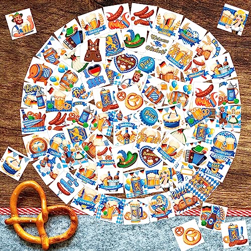 HOWAF Oktoberfest Temporary Tattoos 96pcs German Beer