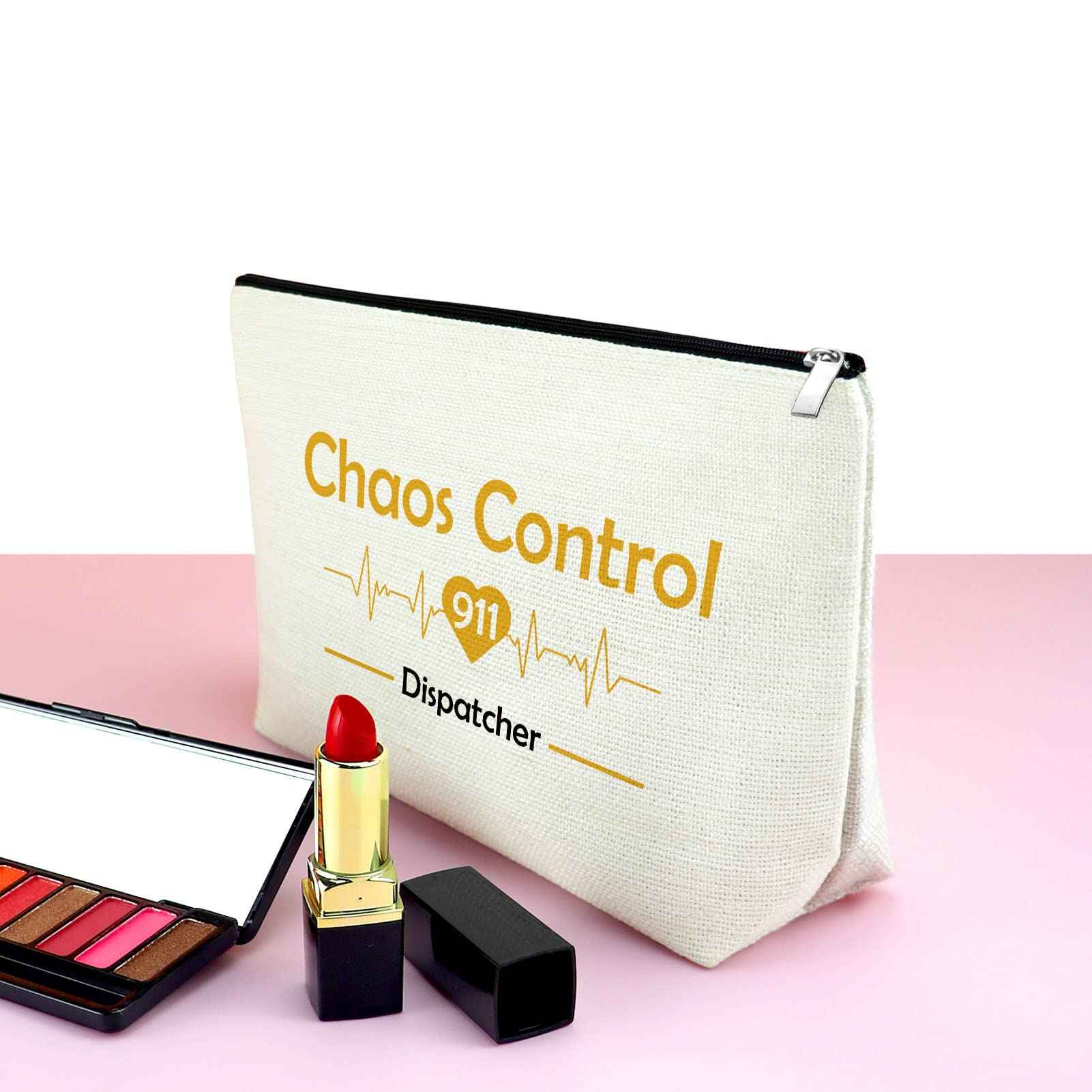 911 Dispatch Makeup Bag Dispatcher Gift Chaos Control 911 Dispatch Cosmetic Bag Thank You Gift for 911 Dispatcher 911 Operator Emergency Dispatcher Gift Birthday Gift for Dispatcher Travel Pouch