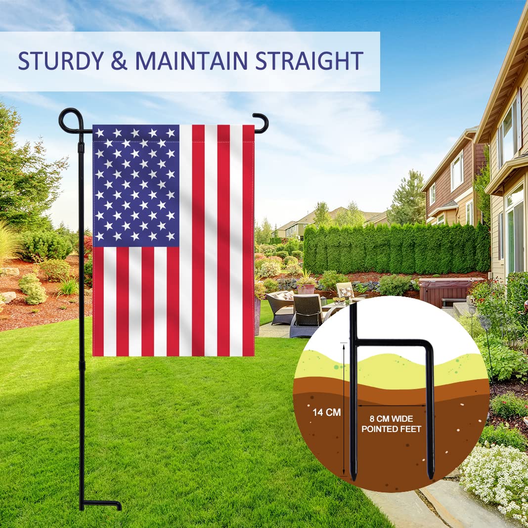 YEAHOME 2PC Garden Flag Stand Holder, Premium Yard Flag Holder Weather-Proof Metal Powder-Coated Flagpole for American Flag, Christmas Garden Flag, Winter Garden Flag, Outdoor Garden Decor Decoration