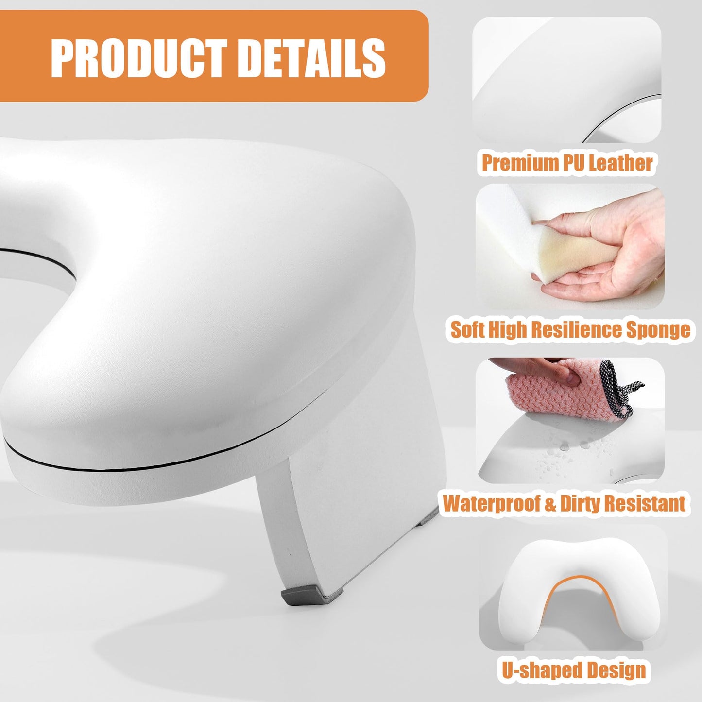 MABOZOO Foldable Arm Rest for Nails Tech, PU Leather U-shaped Manicure Nail Arm Rest Stand, Ergonomic Armrest Hand Rest Pillow Nail Hand Rest Stand for Acrylic Nail Cushion