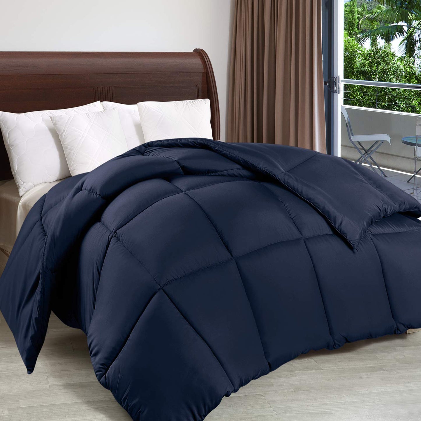 Utopia Bedding Comforter Duvet Insert, Quilted Comforter with Corner Tabs, Box Stitched Down Alternative Comforter King (Navy)