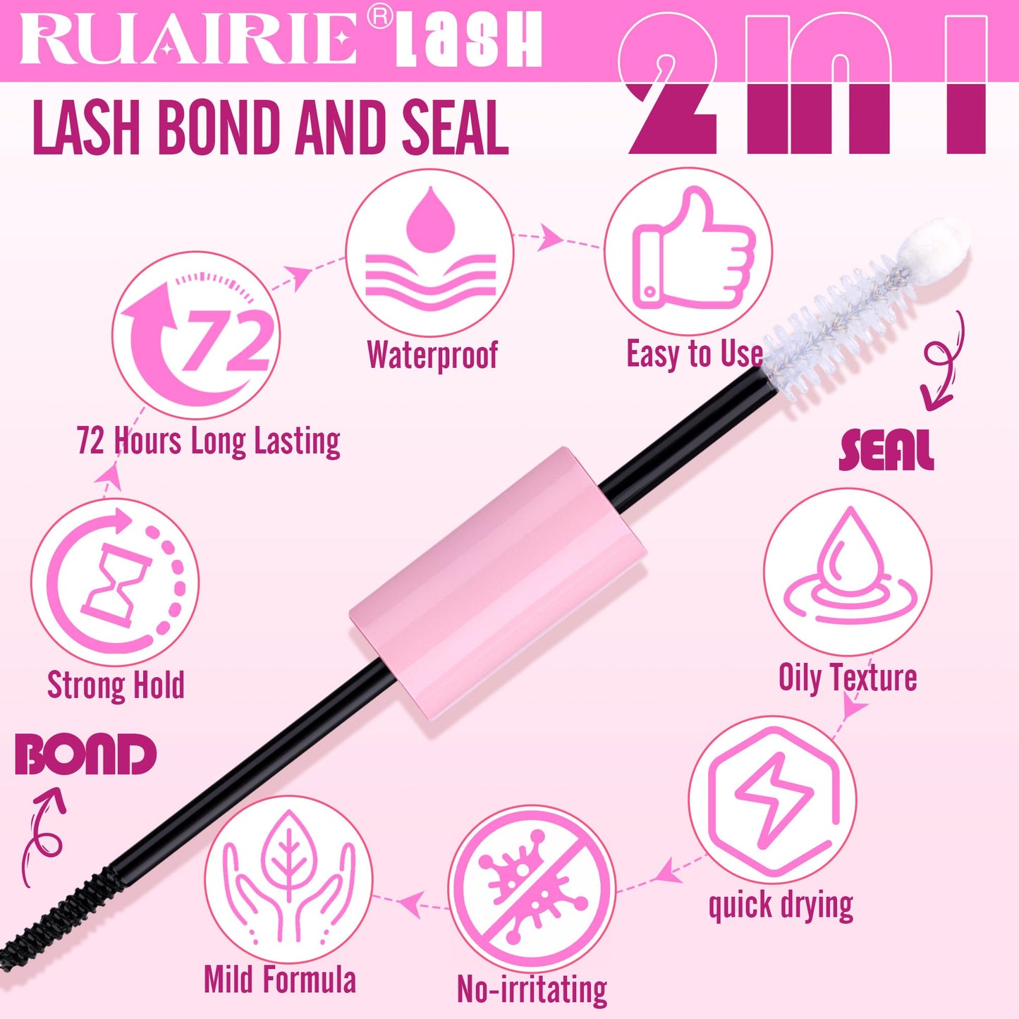 Bond and Seal Lash Glue Strong Hold Lash Cluster Glue 2 in 1 Lash Bond and Seal Waterproof Long Lasting Cluster Lash Glue by Ruairie