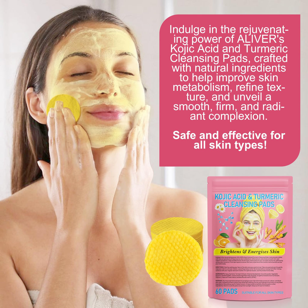 Turmeric Cleansing Pads for Dark Spots,Turmeric Cleansing Pads for face,Turmeric Face Scrub Pads,Turmeric Pads for Face Cleansing and Exfoliation (60 PCS)