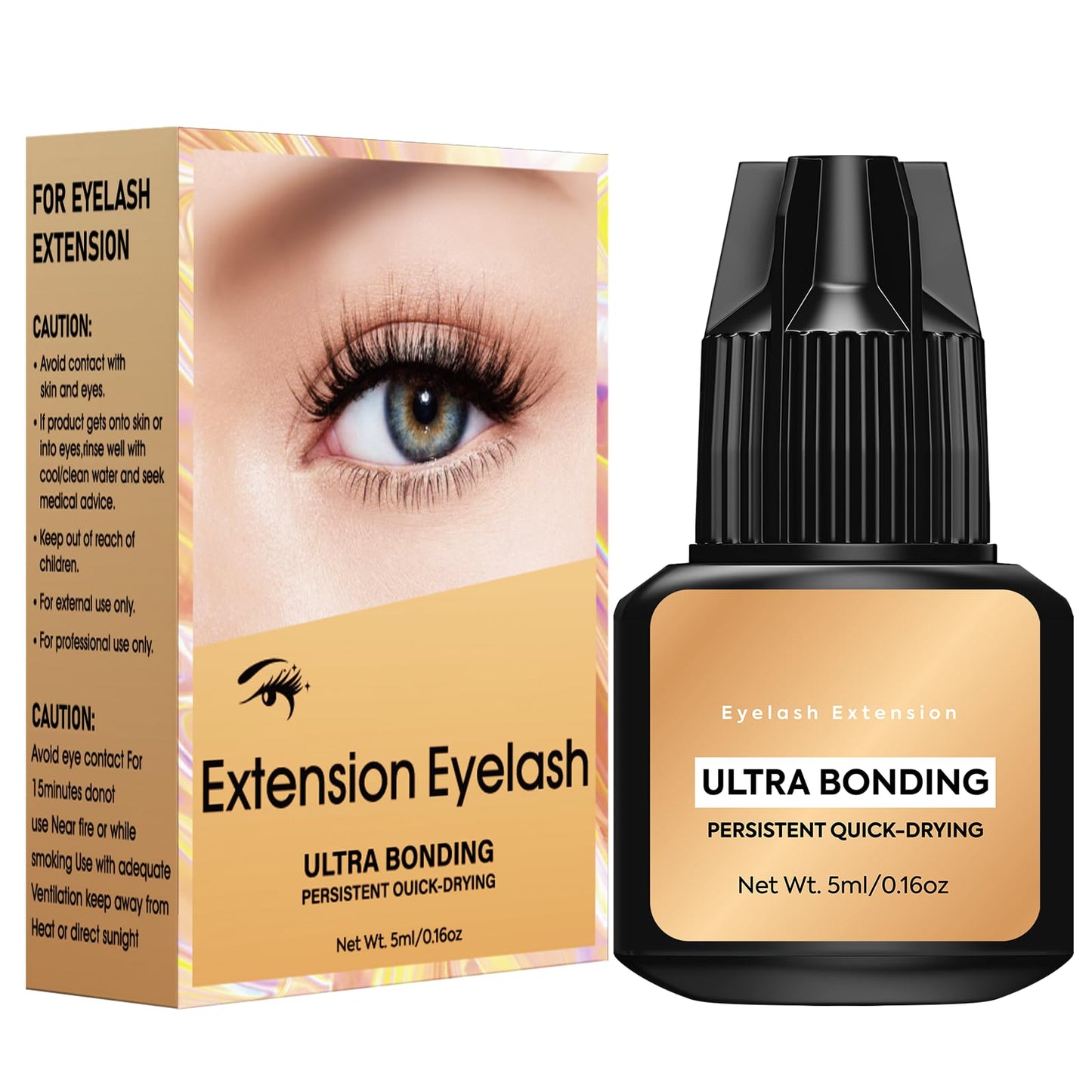 DIY Eyelash Extension Glue, Black Lash Extension Glue, 3-5s Drying Time Super Strong Latex-Free Eyelash Glue Stays on for up to 4-5 Weeks for Beginners and Advanced Lash Extension Stylists (5ML)-e