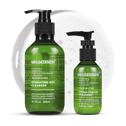 MISSEDSEN Hydrating Gel Facial Cleanser, 10.1 oz & 3.4 oz Travel Size, Fragrance Free, For Normal to Dry & Sensitive Skin (2, 13.5Fl oz)