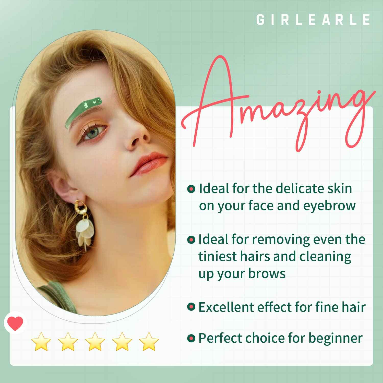 GIRLEARLE Wax Beads (1lb) for Hair Removal - Aloe Vera Formula, Perfect for Sensitive Skin, Eyebrow, Brazilian Bikini, Legs, Facial and Full Body Waxing at Home