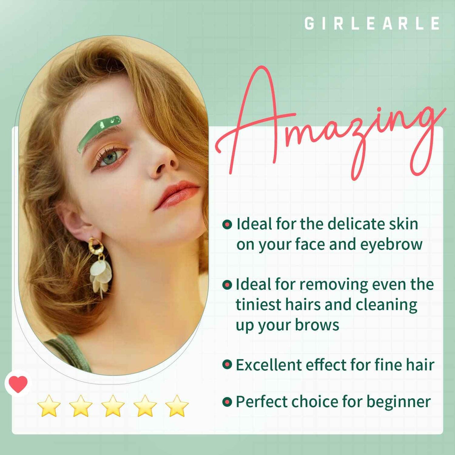 GIRLEARLE Wax Beads (1lb) for Hair Removal - Aloe Vera Formula, Perfect for Sensitive Skin, Eyebrow, Brazilian Bikini, Legs, Facial and Full Body Waxing at Home