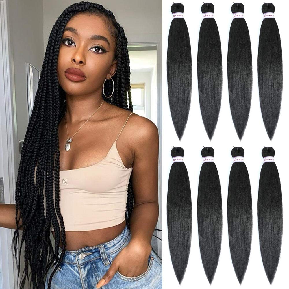 Alrence Pre Stretched Braiding Hair Long Braid 30 Inch 8 Packs Braiding Hair Extensions Professional Synthetic Fiber Crochet Twist Braids