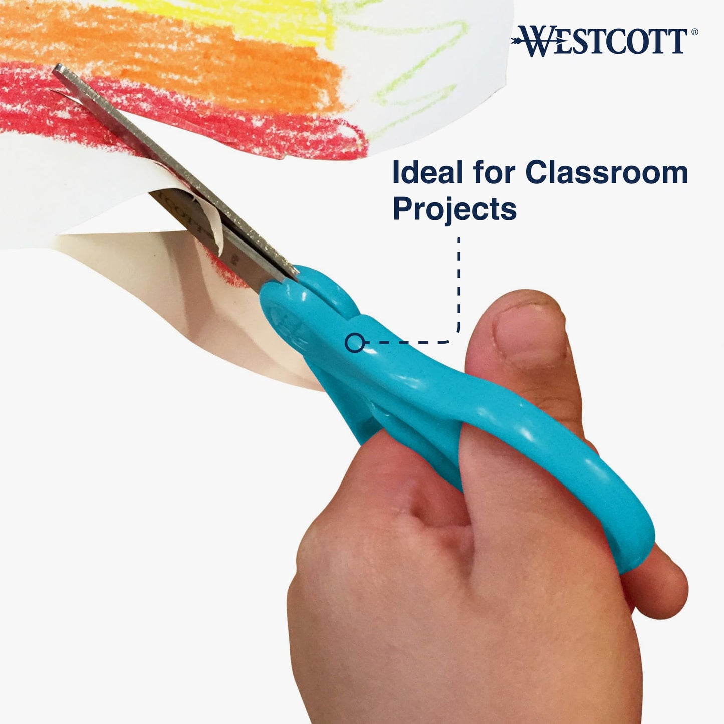 Westcott 15968 Right-Handed Scissors, Kids' Scissors, Ages 4-8, 5-Inch Blunt Tip, Blue