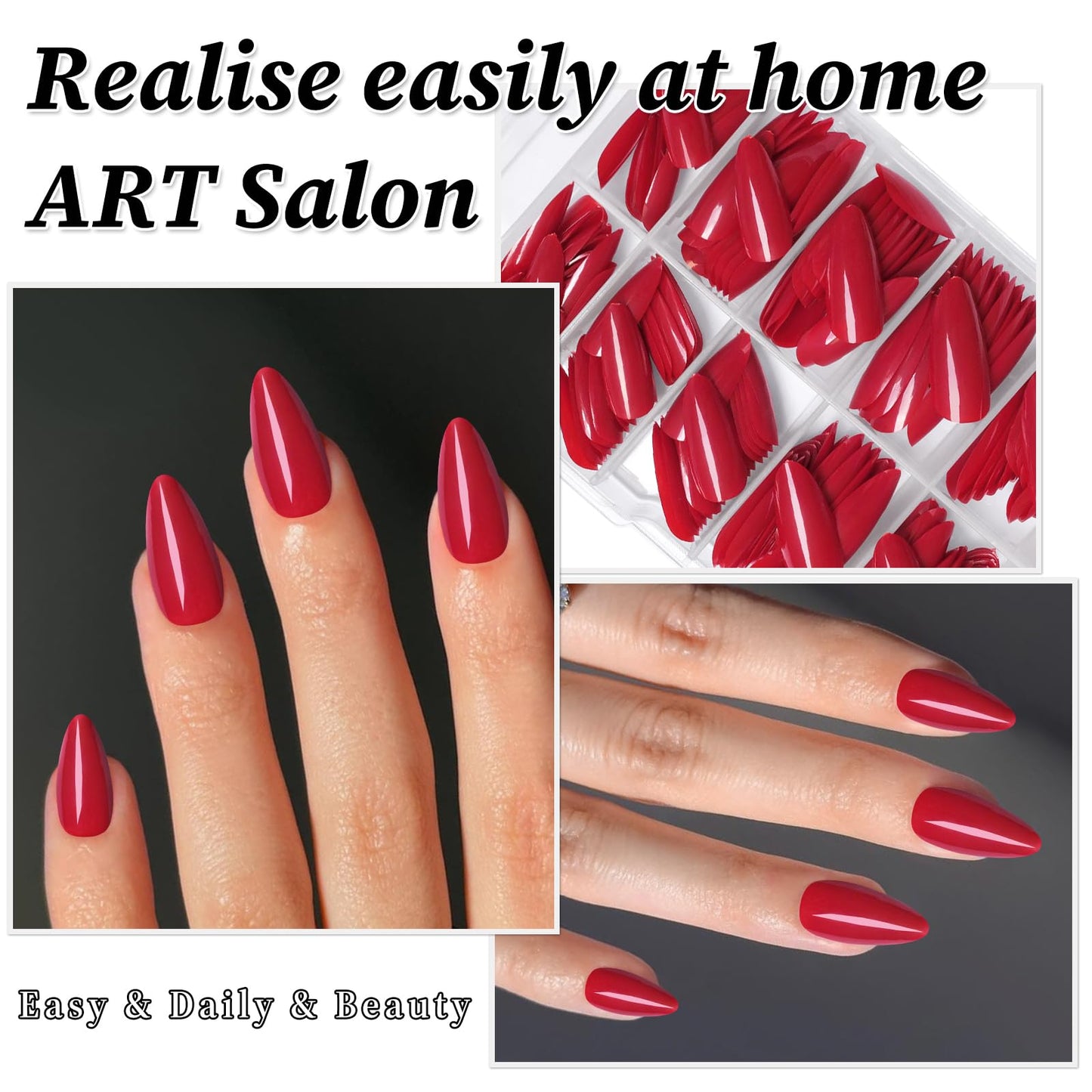 Lifextol 240PC Wine Red Almond Press on Nails Medium Fake Nails Press ons, False Acrylic Nails Press on Nails Almond Glue on Nails Artificial Nail Tips Fingernail Stick on Nails with Glue&Sticky Tab