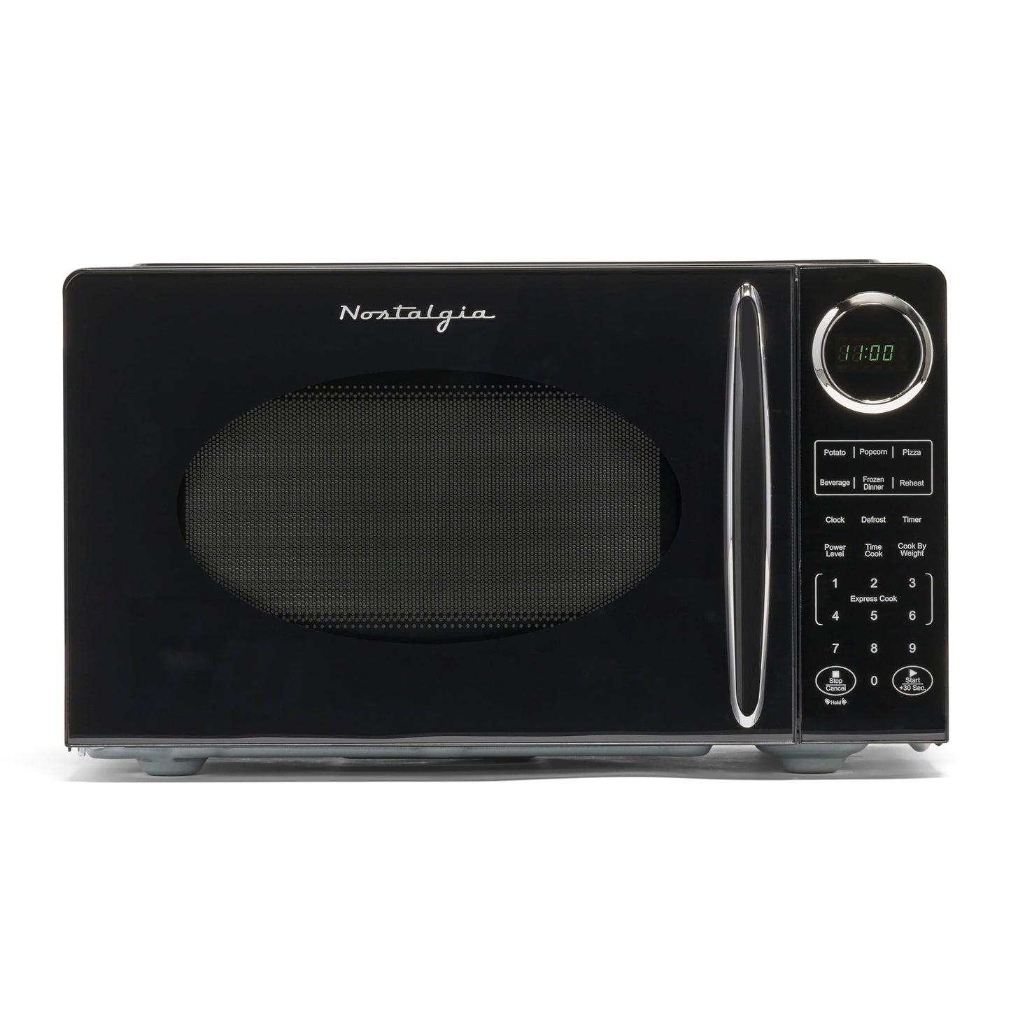 Nostalgia Modern Retro Countertop Microwave Oven - 900-Watt - 0.9 cu ft - 12 Pre-Programmed Cooking Settings - Digital Clock - Kitchen Appliances - Black